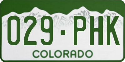 CO license plate 029PHK