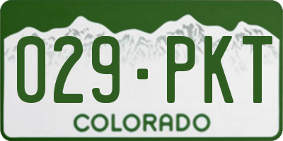 CO license plate 029PKT
