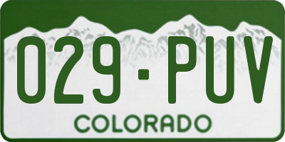 CO license plate 029PUV