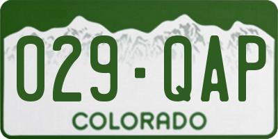 CO license plate 029QAP