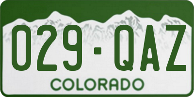 CO license plate 029QAZ