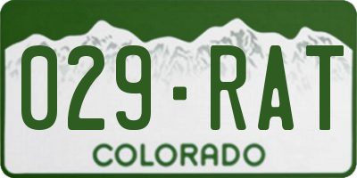 CO license plate 029RAT