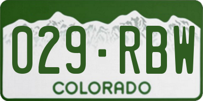 CO license plate 029RBW