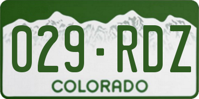 CO license plate 029RDZ