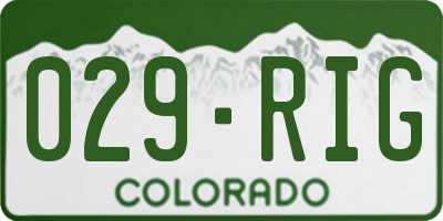 CO license plate 029RIG