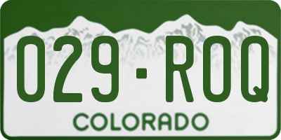 CO license plate 029ROQ