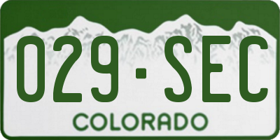 CO license plate 029SEC
