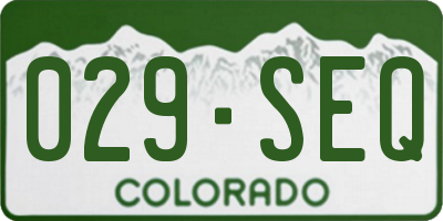 CO license plate 029SEQ