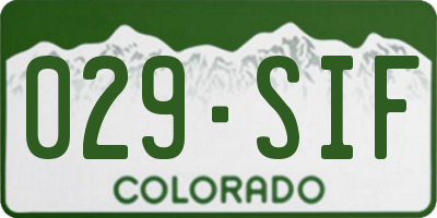 CO license plate 029SIF
