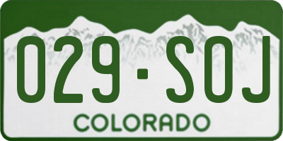 CO license plate 029SOJ