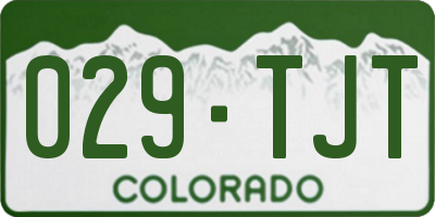 CO license plate 029TJT
