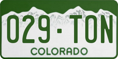 CO license plate 029TON