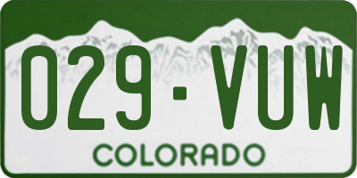 CO license plate 029VUW