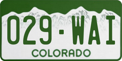 CO license plate 029WAI