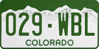 CO license plate 029WBL