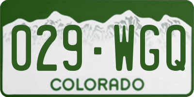 CO license plate 029WGQ