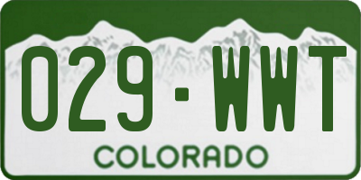 CO license plate 029WWT
