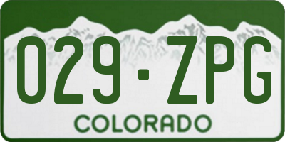 CO license plate 029ZPG