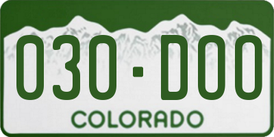 CO license plate 030DOO