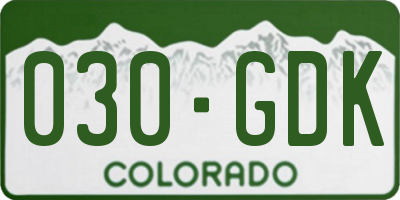 CO license plate 030GDK