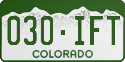 CO license plate 030IFT