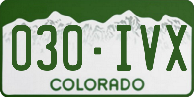 CO license plate 030IVX