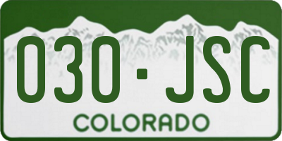 CO license plate 030JSC