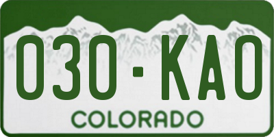 CO license plate 030KAO