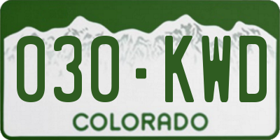 CO license plate 030KWD