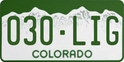 CO license plate 030LIG