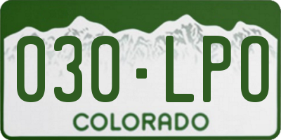 CO license plate 030LPO
