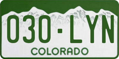 CO license plate 030LYN