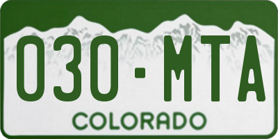 CO license plate 030MTA