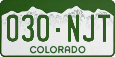 CO license plate 030NJT