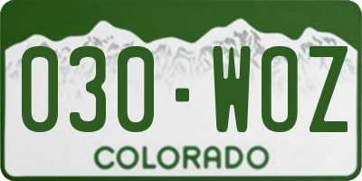CO license plate 030WOZ