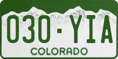 CO license plate 030YIA