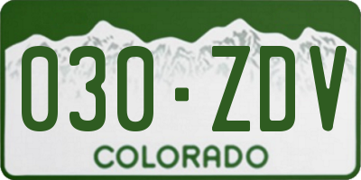 CO license plate 030ZDV