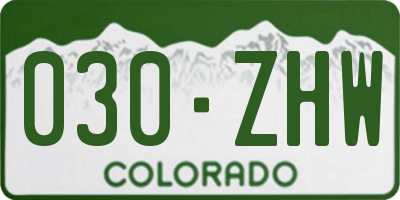 CO license plate 030ZHW