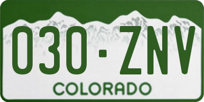 CO license plate 030ZNV
