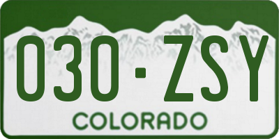 CO license plate 030ZSY
