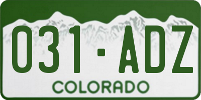 CO license plate 031ADZ