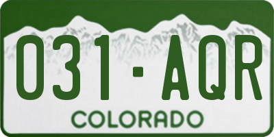CO license plate 031AQR