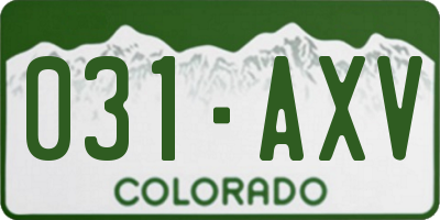 CO license plate 031AXV