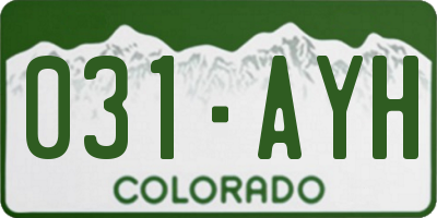 CO license plate 031AYH