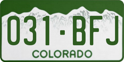 CO license plate 031BFJ