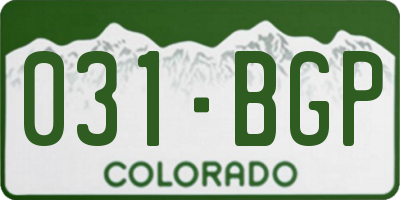 CO license plate 031BGP