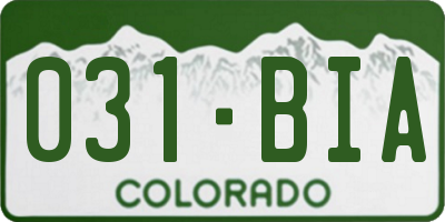 CO license plate 031BIA