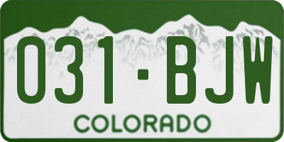 CO license plate 031BJW