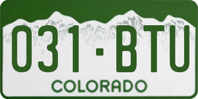 CO license plate 031BTU