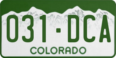 CO license plate 031DCA